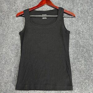 Chicos Top Womens Small The Ultimate Tee Sleeveless Black  Cotton Stretch Tank